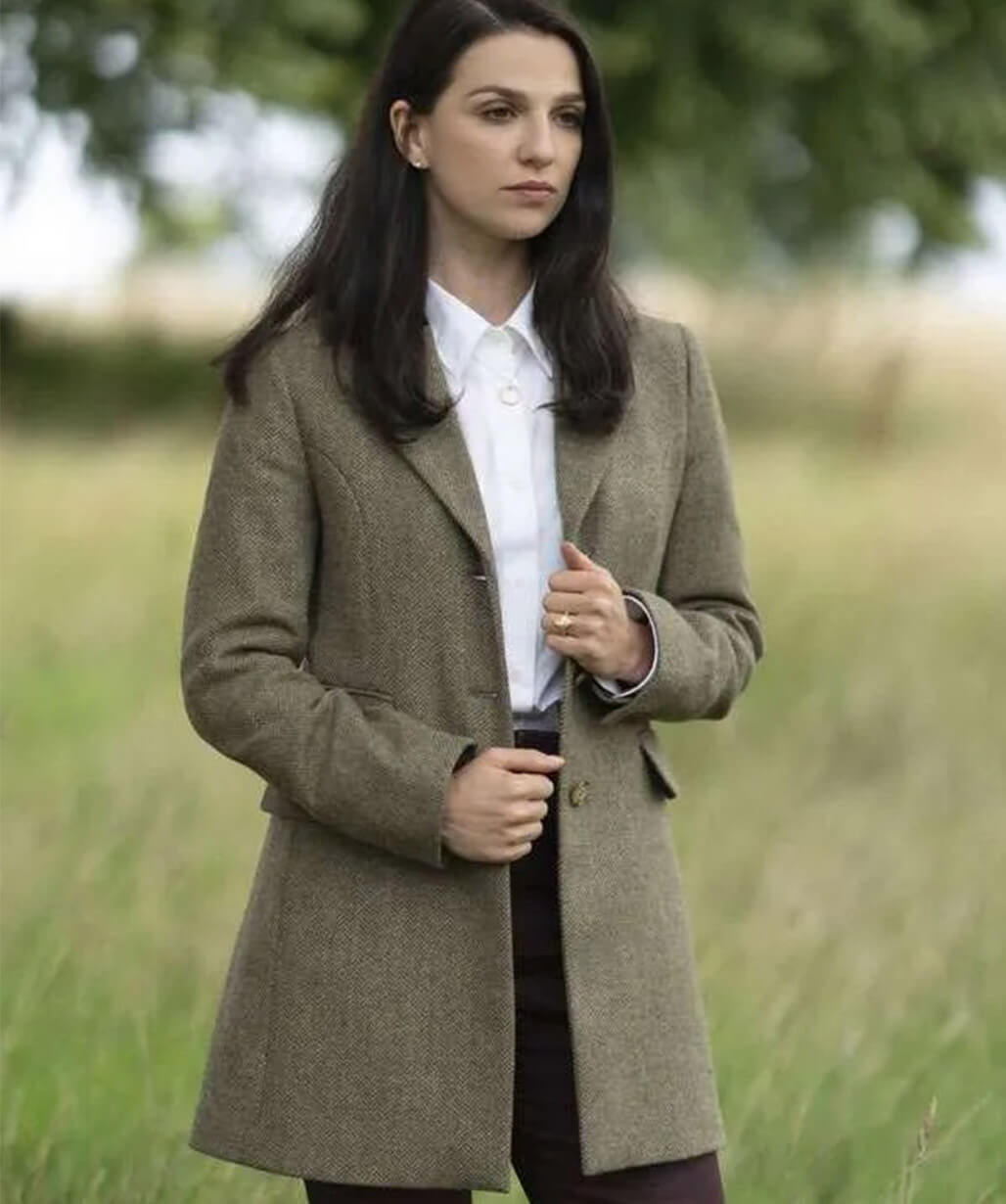 Marisa Abela Industry S03 Green Wool Coat