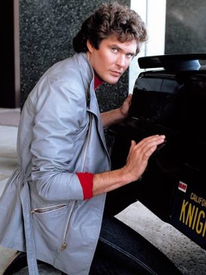 Michael Knight Knight Rider 1982 Grey Leather Jacket