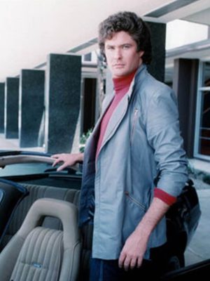 Michael Knight Knight Rider 1982 Grey Leather Jacket