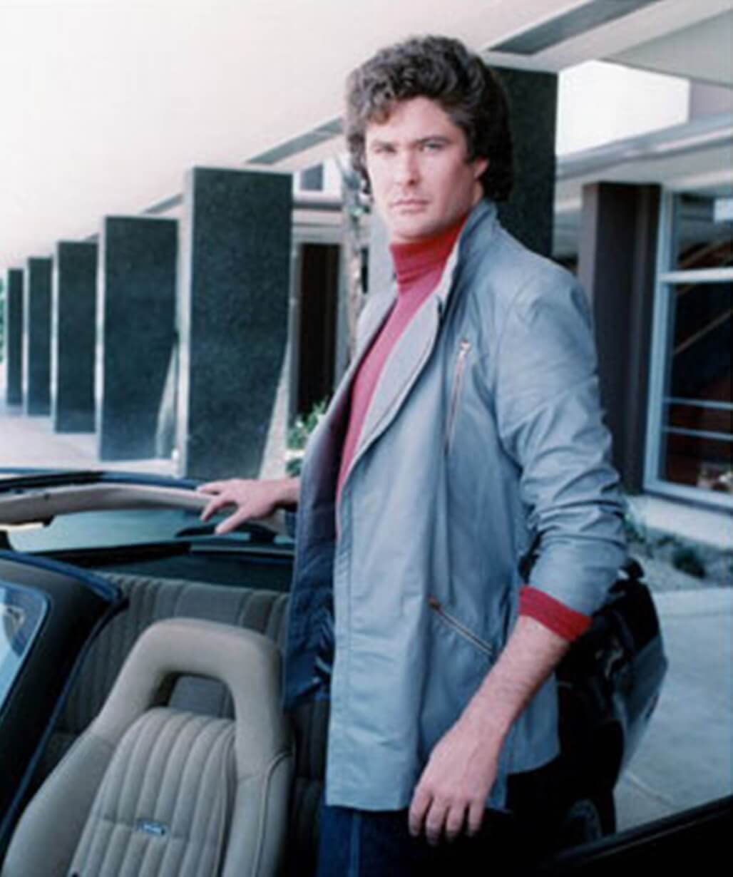 Michael Knight Knight Rider 1982 Grey Leather Jacket