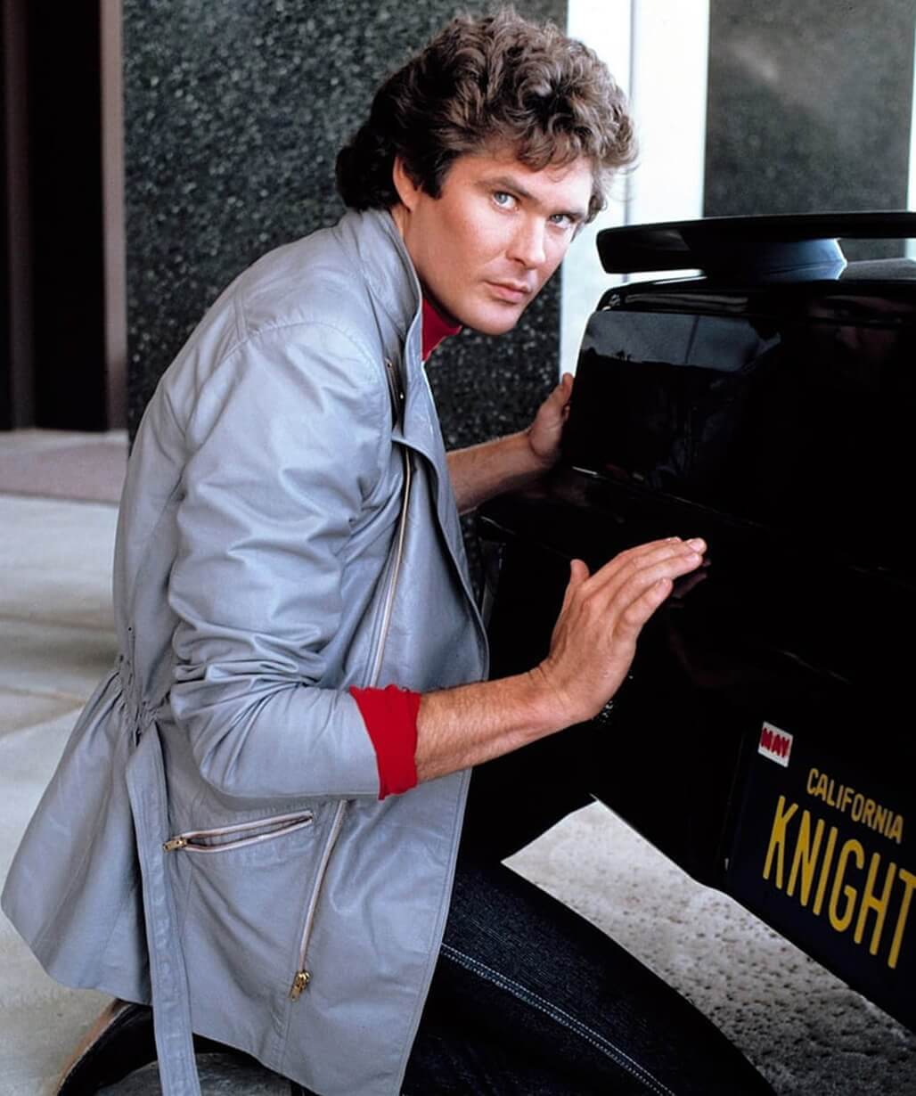 Michael Knight Knight Rider 1982 Grey Leather Jacket