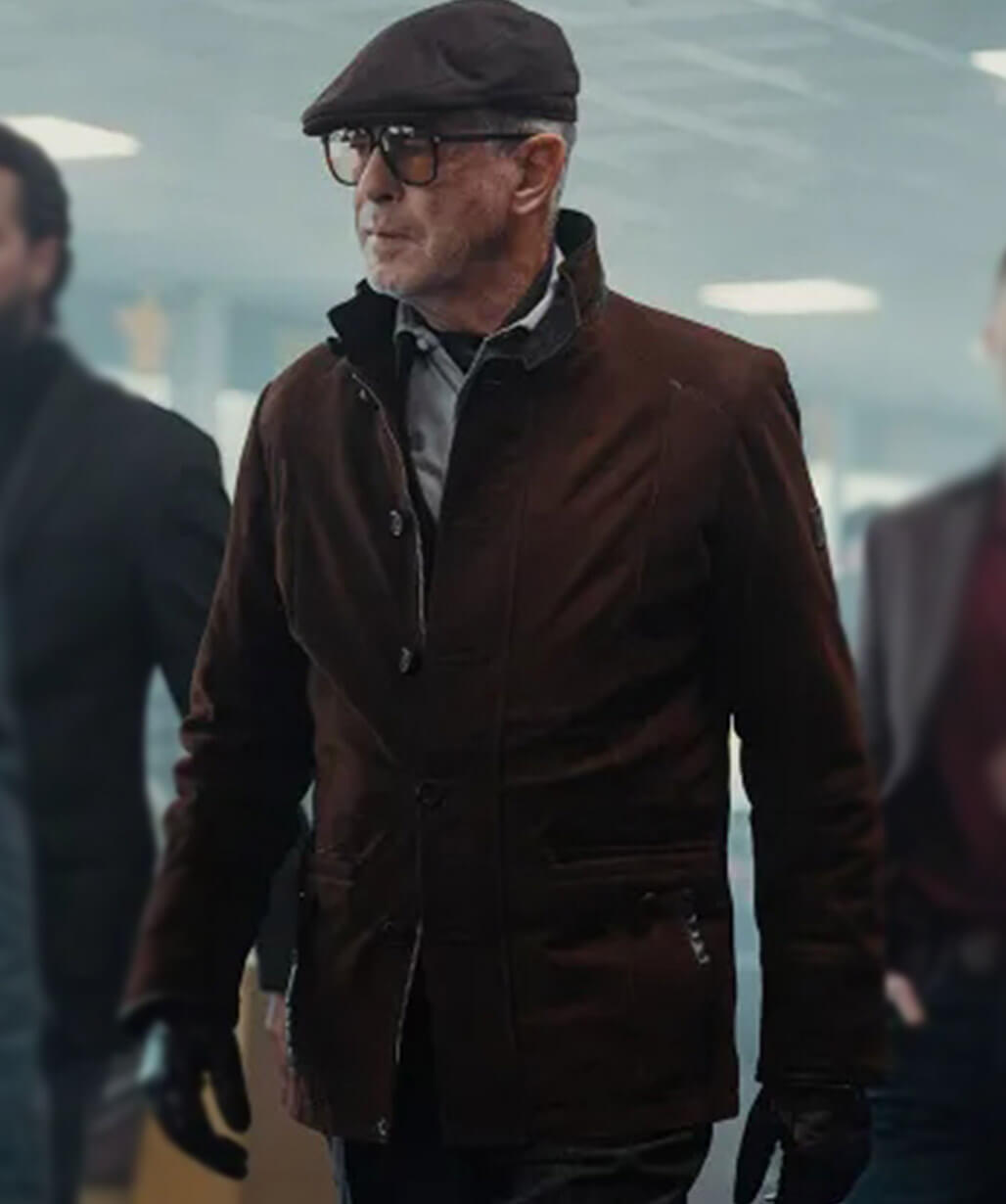 Pierce Brosnan MobLand S02 Brown Suede Jacket