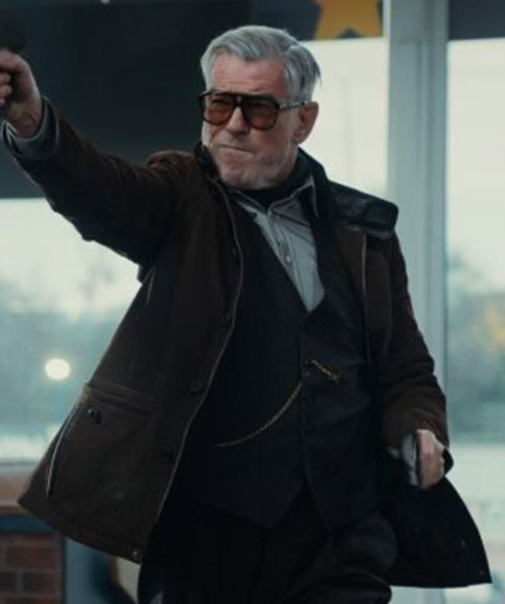 Pierce Brosnan MobLand S02 Brown Suede Jacket