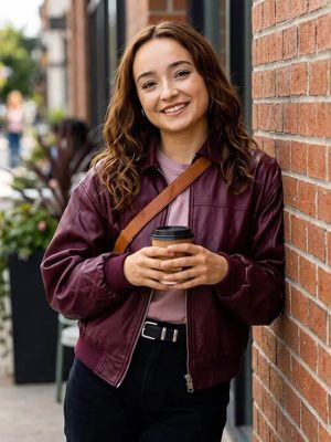 Ruby Stokes Below 2026 Maroon Leather Jacket