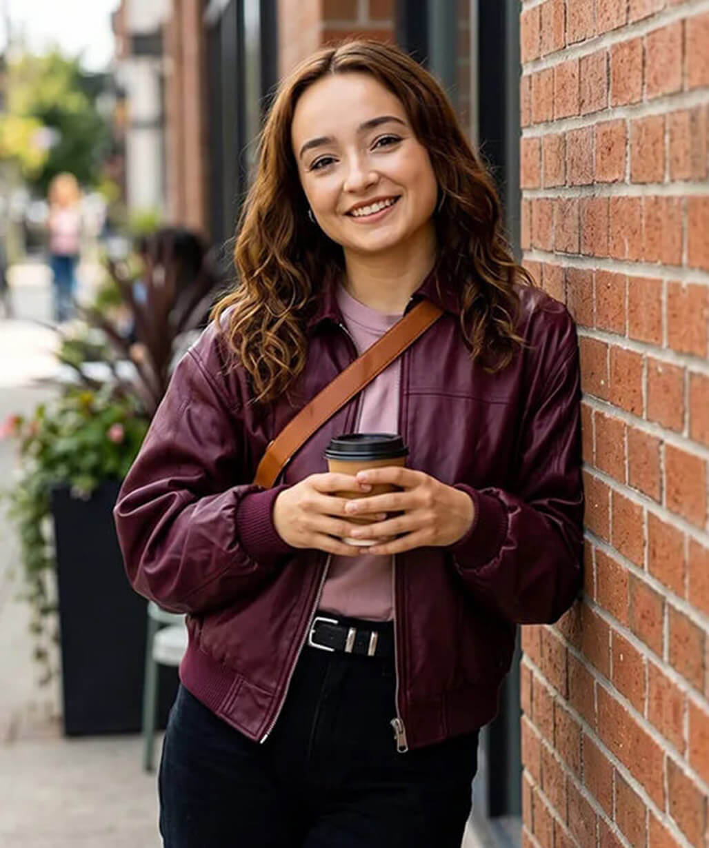 Ruby Stokes Below 2026 Maroon Leather Jacket