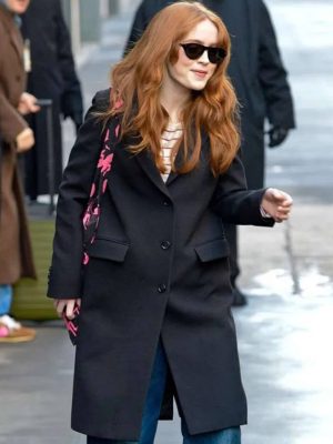Sadie Sink NYC 2026 Black Wool Coat