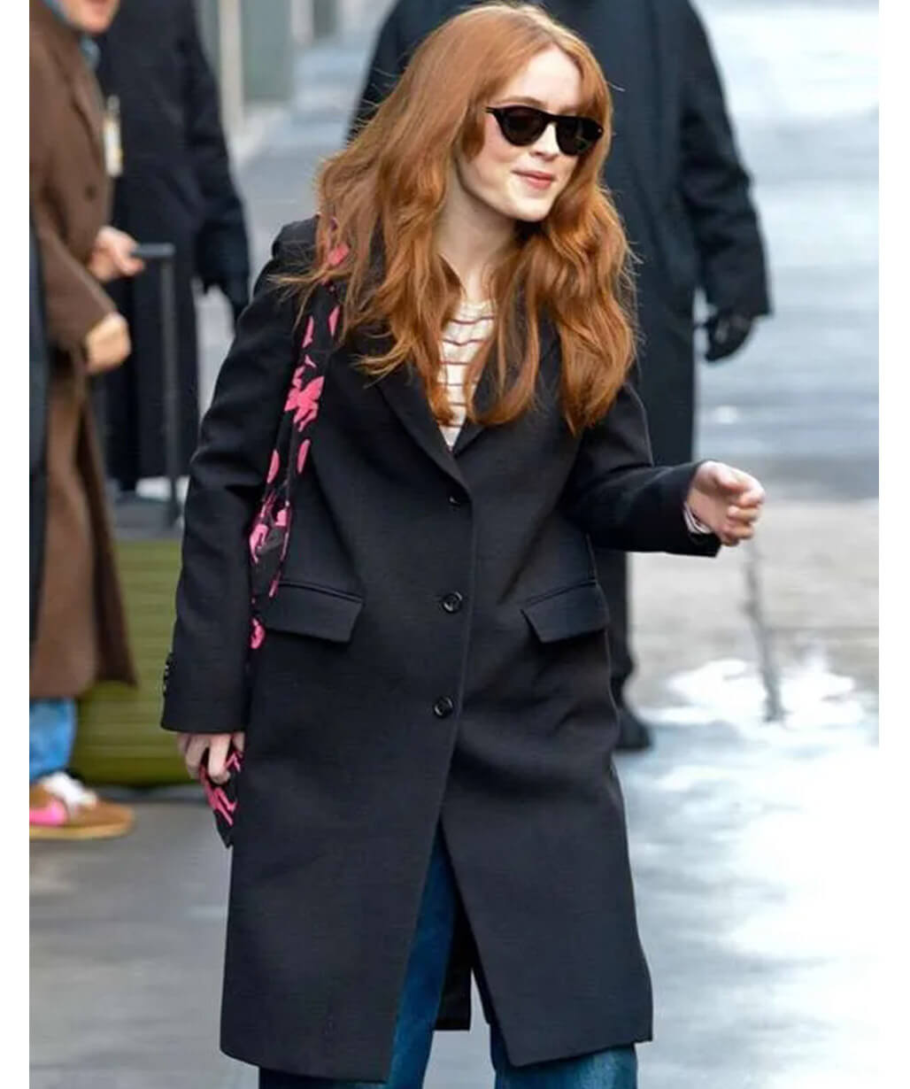 Sadie Sink NYC 2026 Black Wool Coat