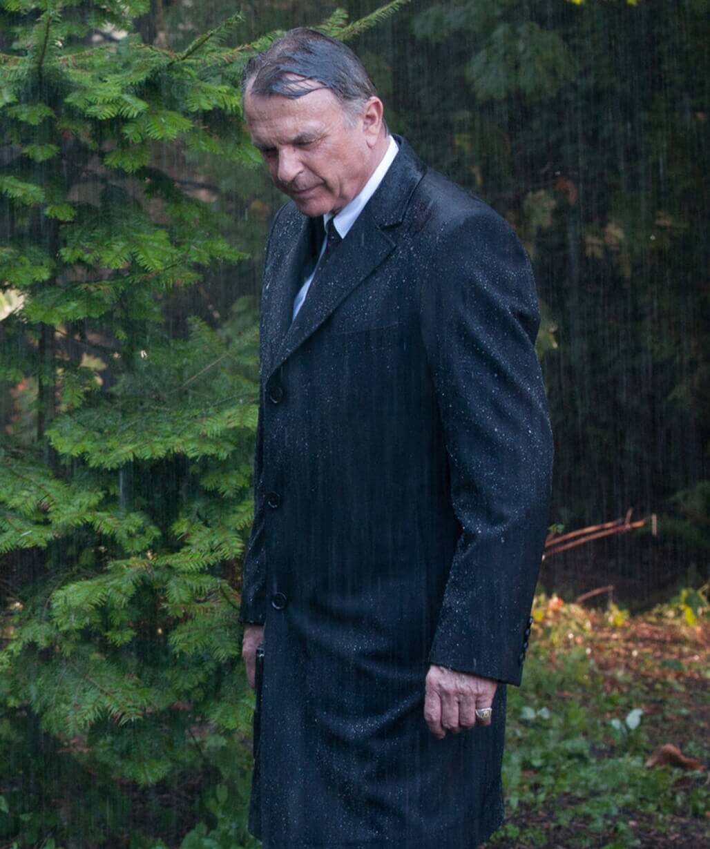 Sam Neill Alcatraz S01 Black Wool Coat