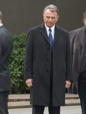Sam Neill Alcatraz S01 Black Wool Coat