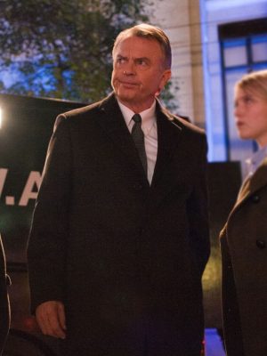 Sam Neill Alcatraz S01 Black Wool Coat