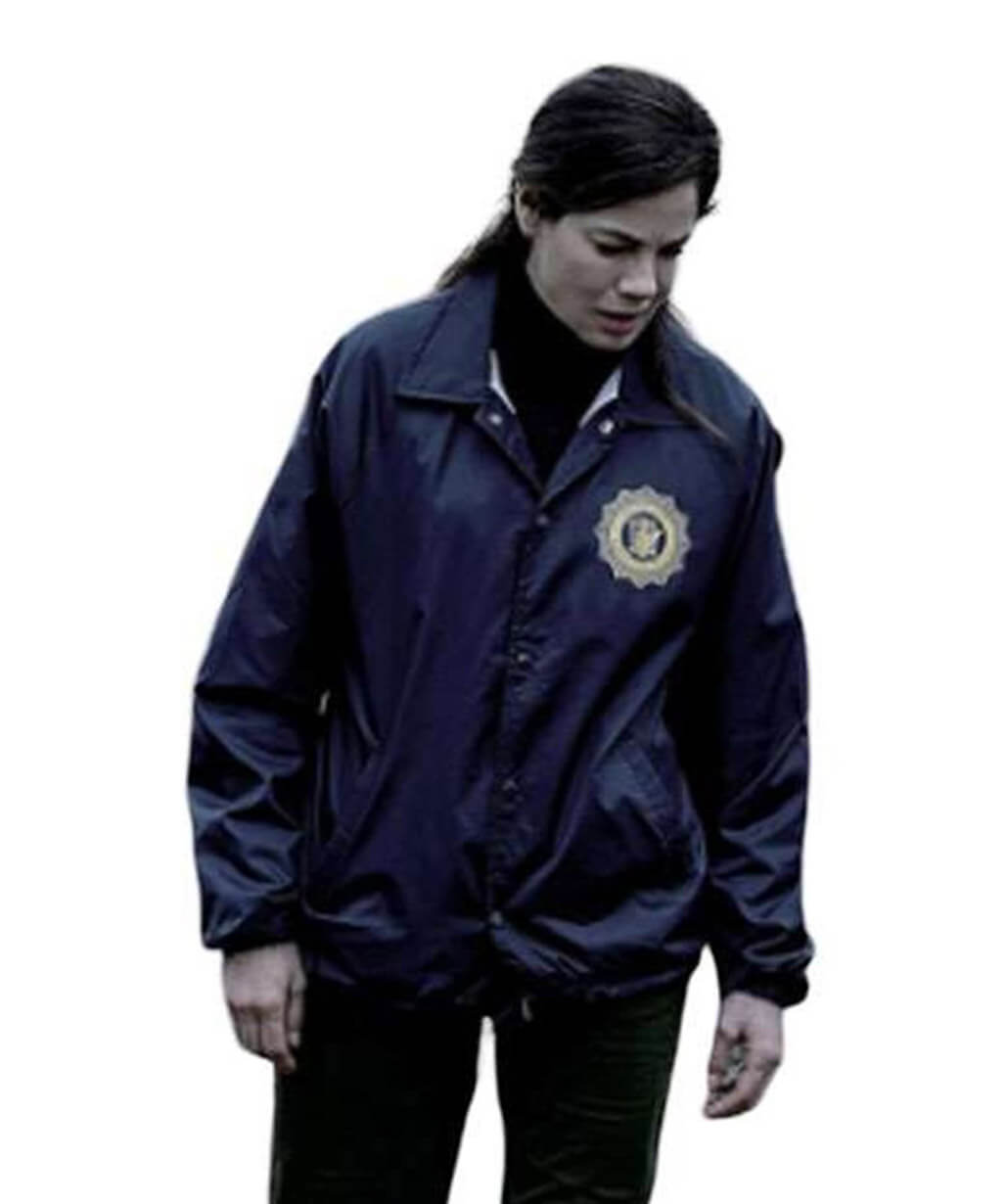 The Whisper Man 2026 Michelle Monaghan Blue Satin Jacket