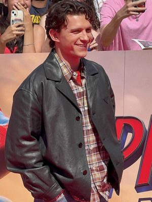 Tom Holland Spider Man Brand New Day Black Leather Jacket