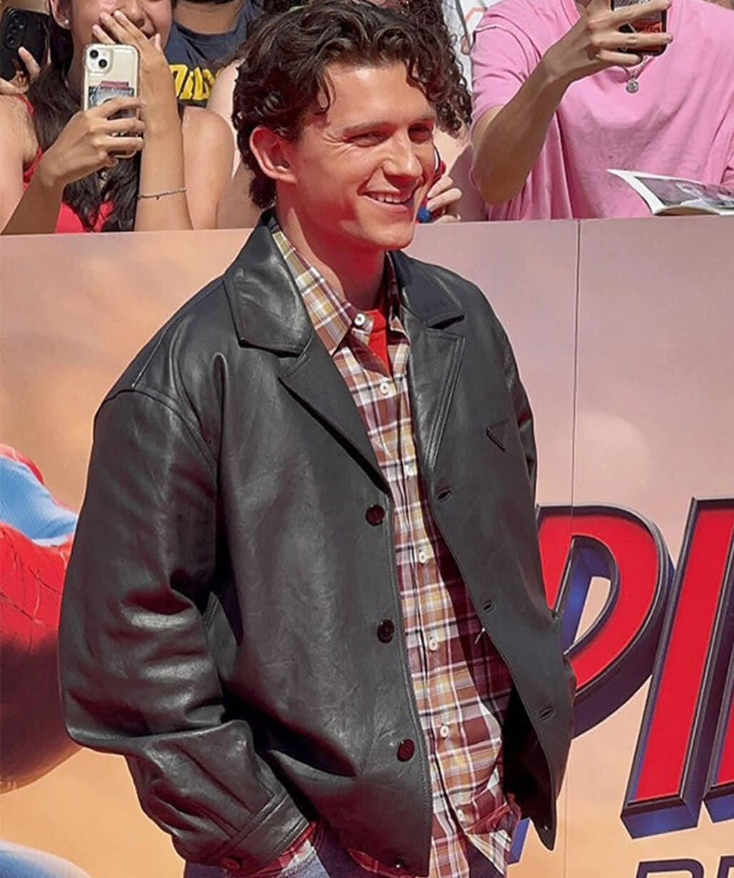 Tom Holland Spider Man Brand New Day Black Leather Jacket