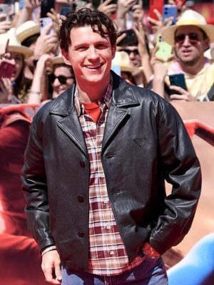 Tom Holland Spider Man Brand New Day Black Leather Jacket