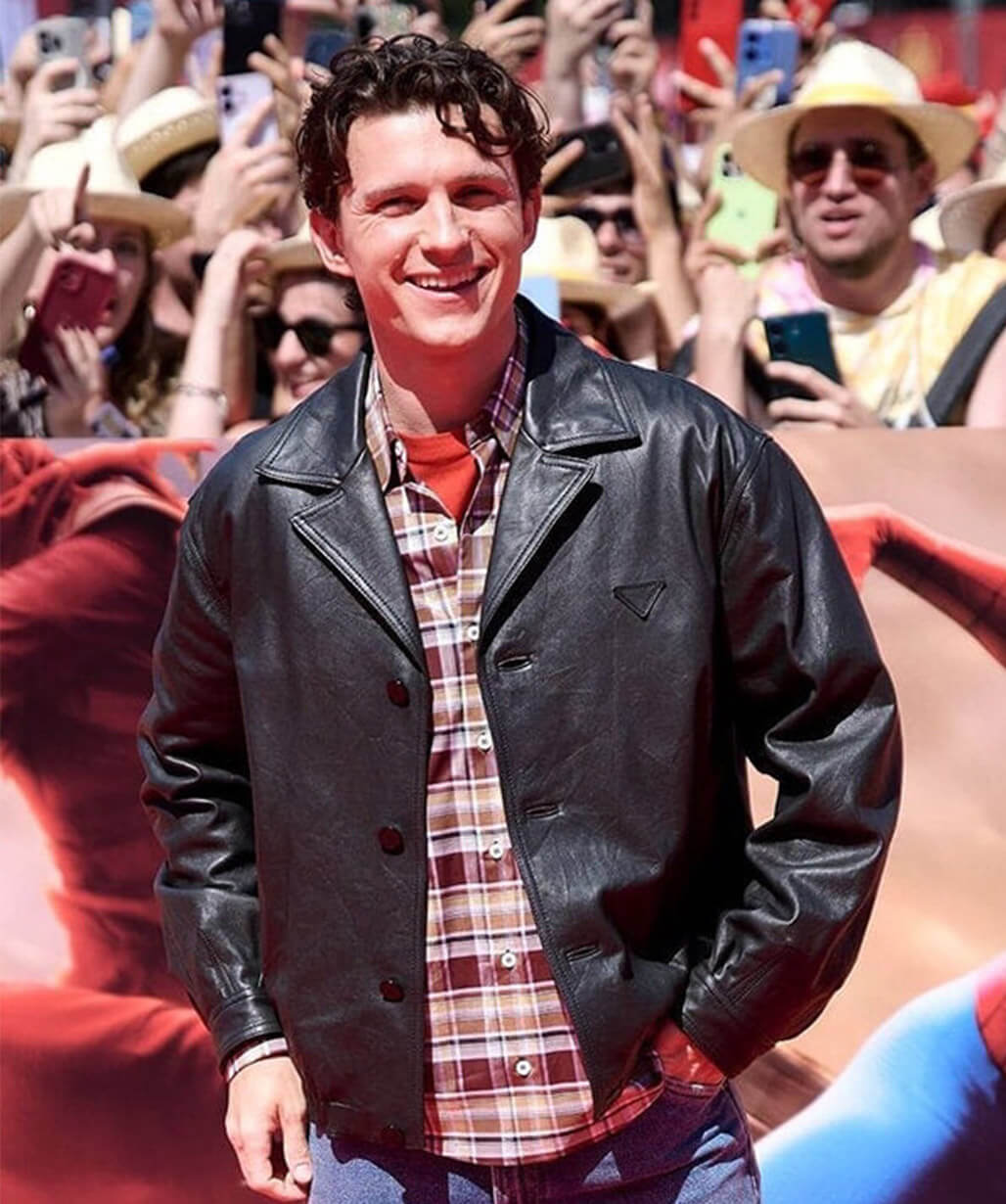 Tom Holland Spider Man Brand New Day Black Leather Jacket