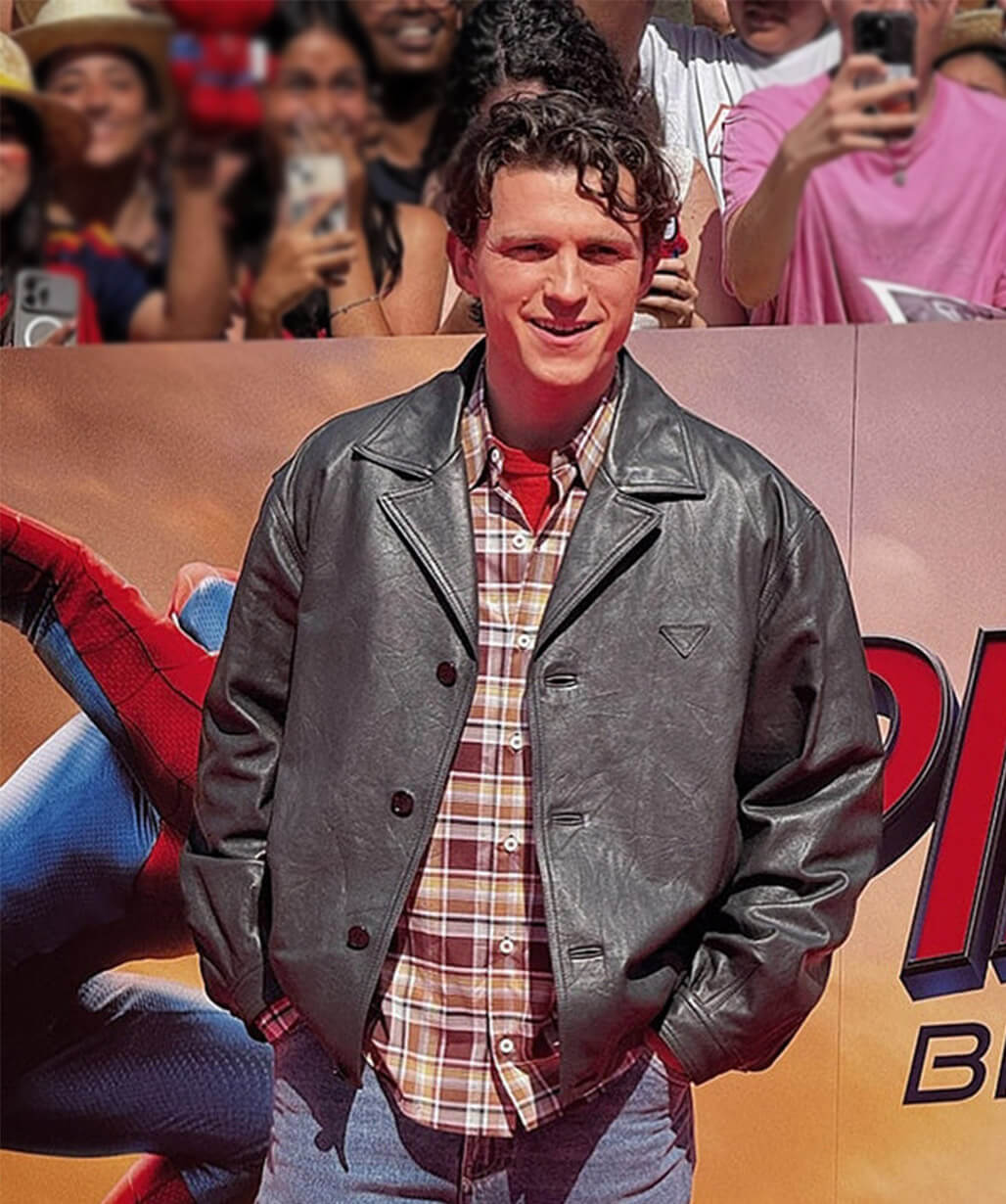 Tom Holland Spider Man Brand New Day Black Leather Jacket