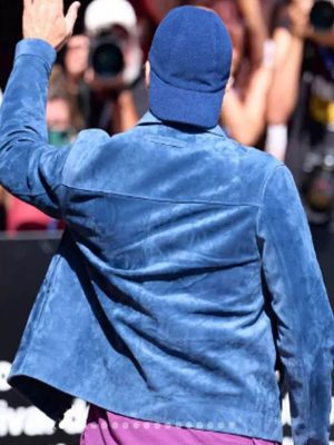 Brad Pitt Classic Blue Suede Leather Jacket