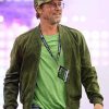 Brad Pitt Green Suede Leather Jacket