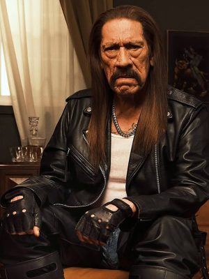 Danny Trejo Black Biker Leather Jacket
