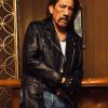Danny Trejo Black Biker Leather Jacket