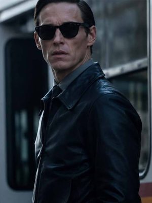 Eddie Redmayne The Day of the Jackal S01 Black Leather Jacket