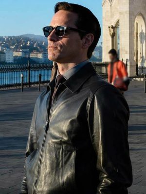Eddie Redmayne The Day of the Jackal S01 Black Leather Jacket