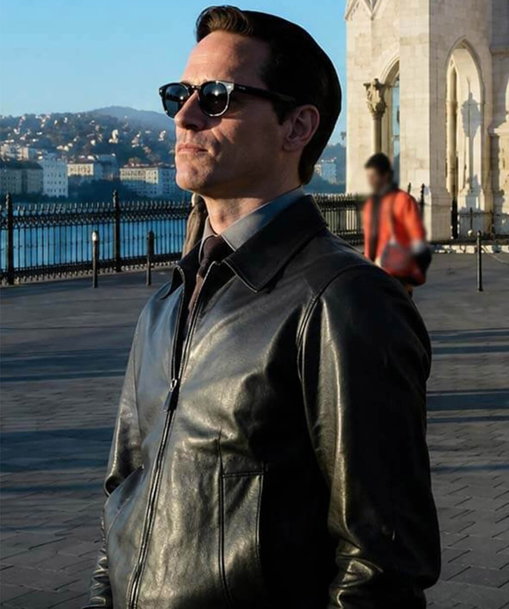 Eddie Redmayne The Day of the Jackal S01 Black Leather Jacket