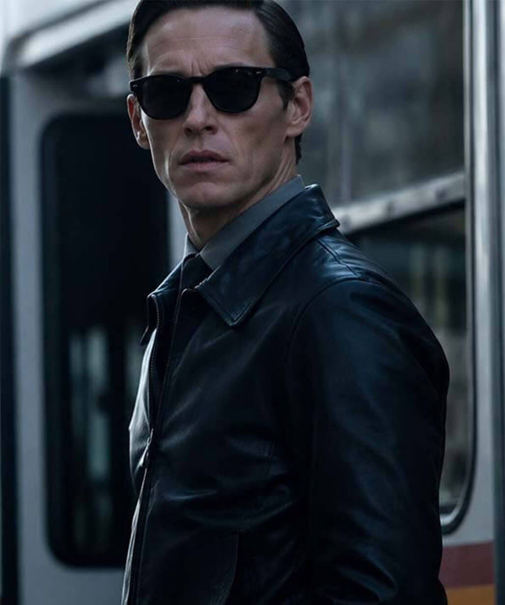 Eddie Redmayne The Day of the Jackal S01 Black Leather Jacket