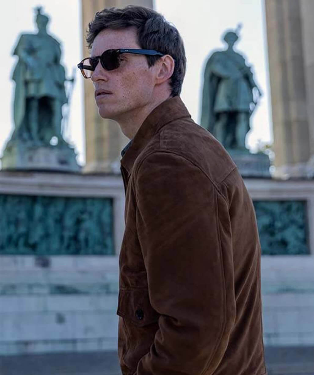 Eddie Redmayne The Day of the Jackal S01 Brown Suede Jacket