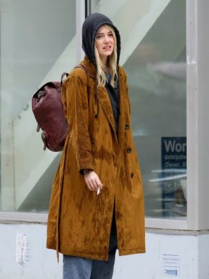 Emma Stone Brown Cotton Trench Coat