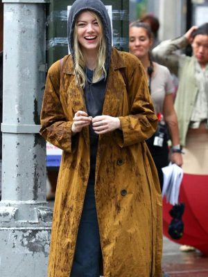 Emma Stone Brown Cotton Trench Coat