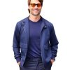Glen Powell NYC 2026 Blue Bomber Jacket