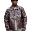 Joey Bada$$ NYFW 2026 Brown Leather Jacket