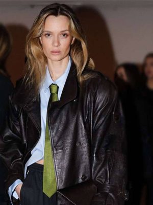 Josephine Skriver Brown Leather Coat