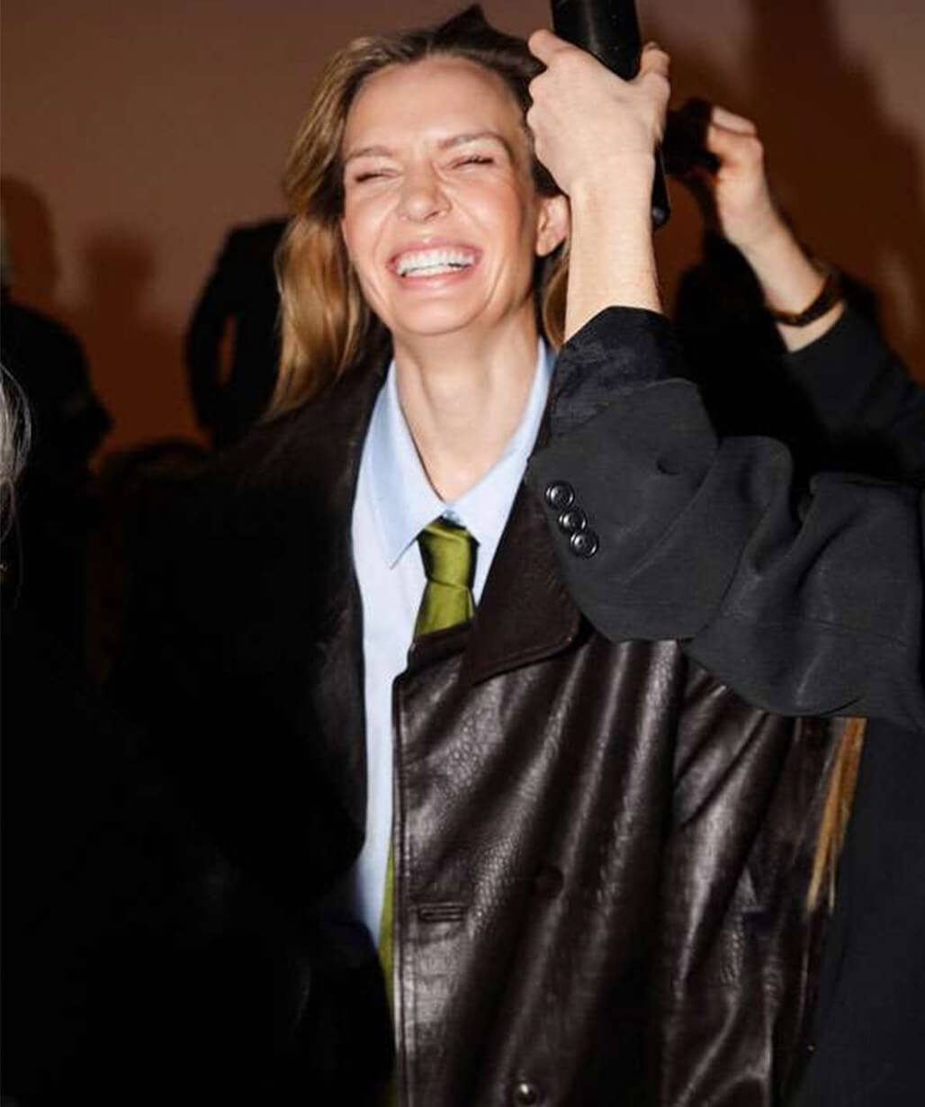 Josephine Skriver Brown Leather Coat