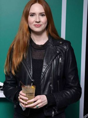 Karen Gillan Classic Black Leather Jacket