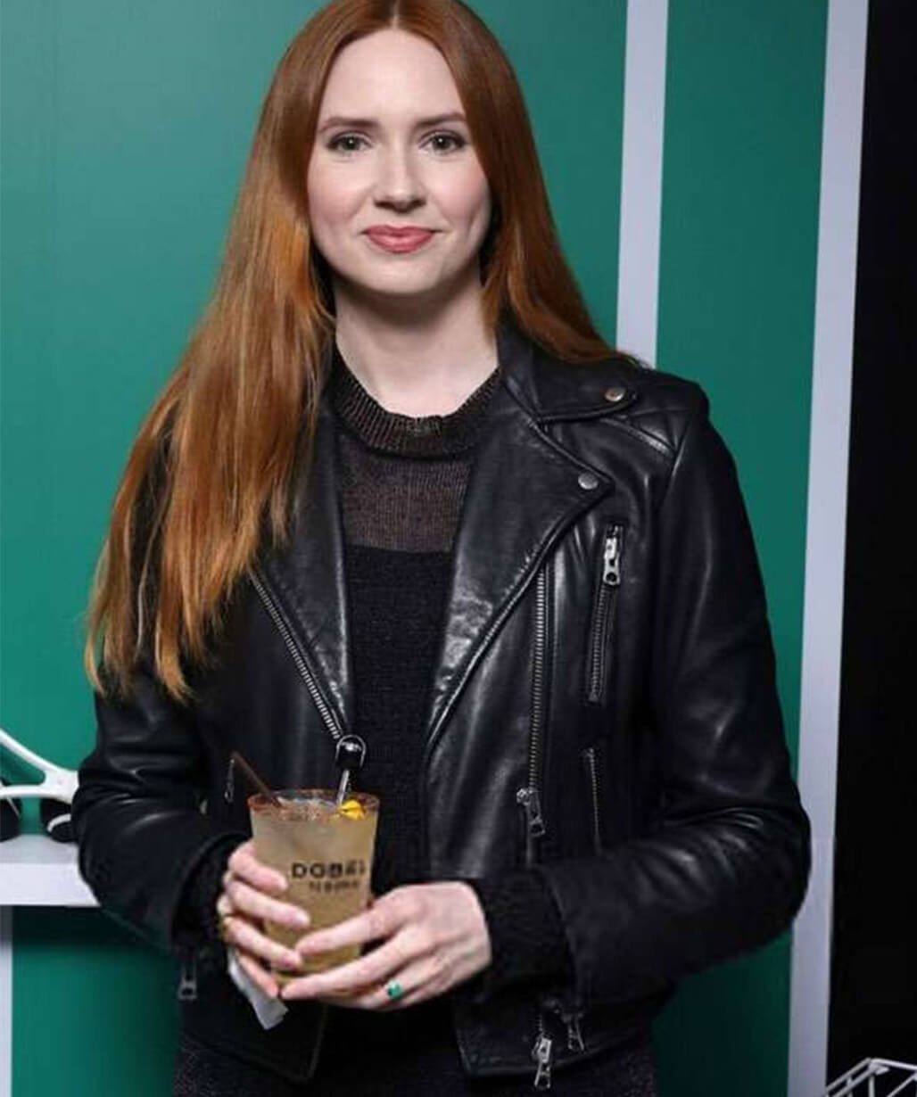 Karen Gillan Classic Black Leather Jacket
