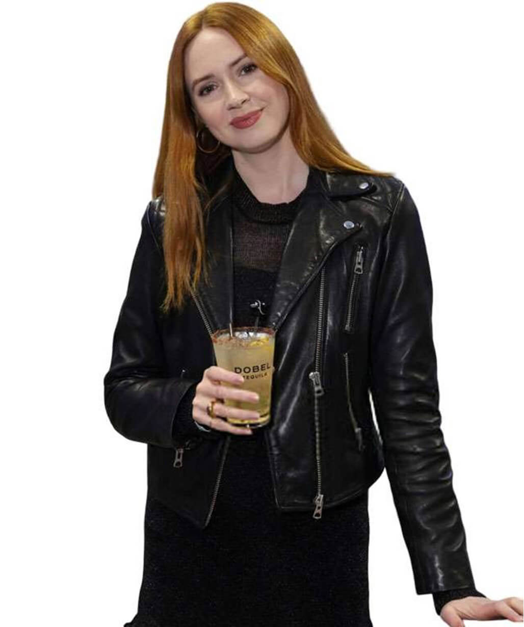 Karen Gillan Classic Black Leather Jacket
