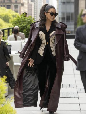 Kim Kardashian American Horror Story S12 Leather Coat