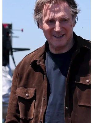 Liam Neeson The Mongoose 2026 Brown Suede Jacket