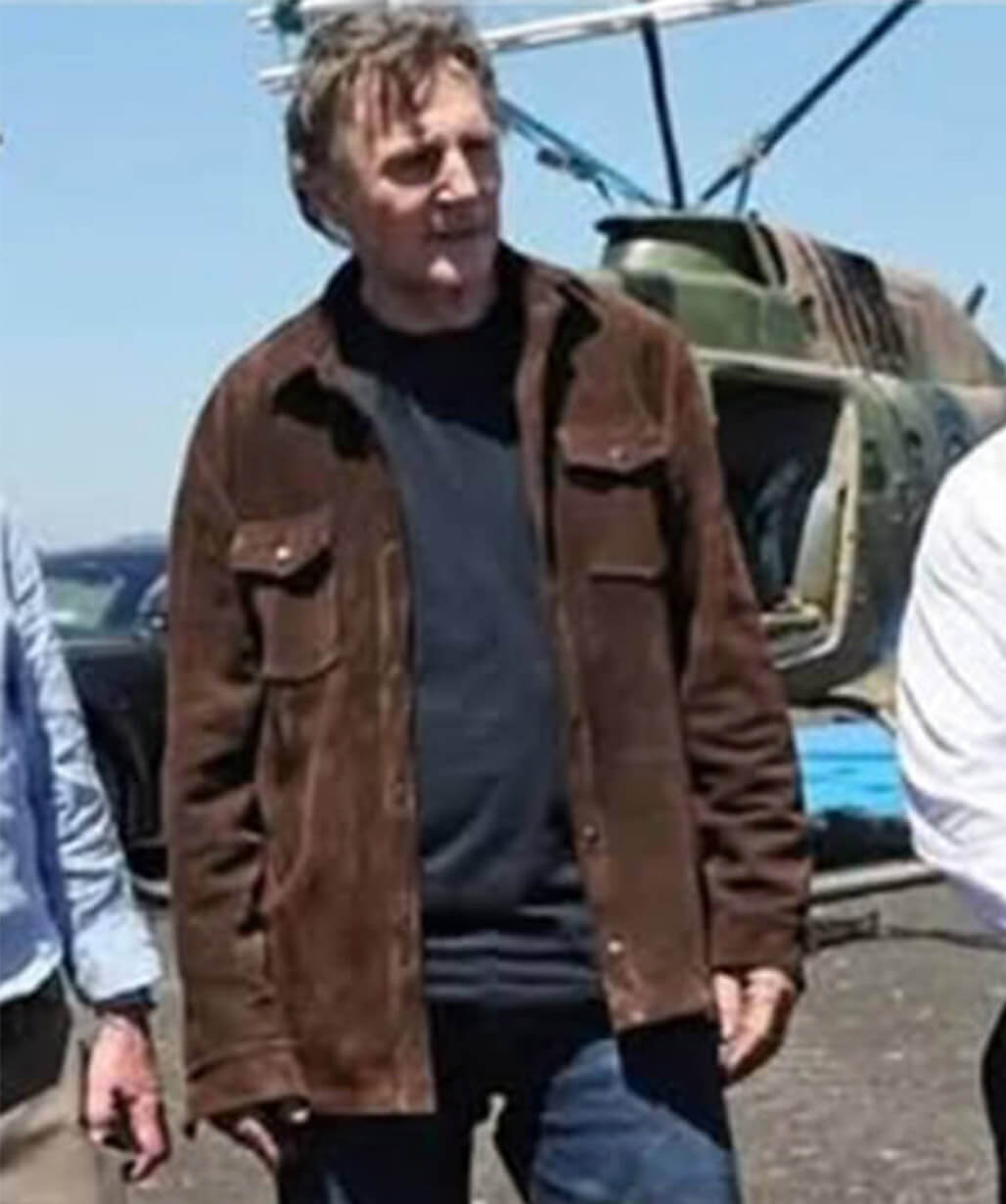 Liam Neeson The Mongoose 2026 Brown Suede Jacket