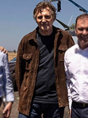 Liam Neeson The Mongoose 2026 Brown Suede Jacket