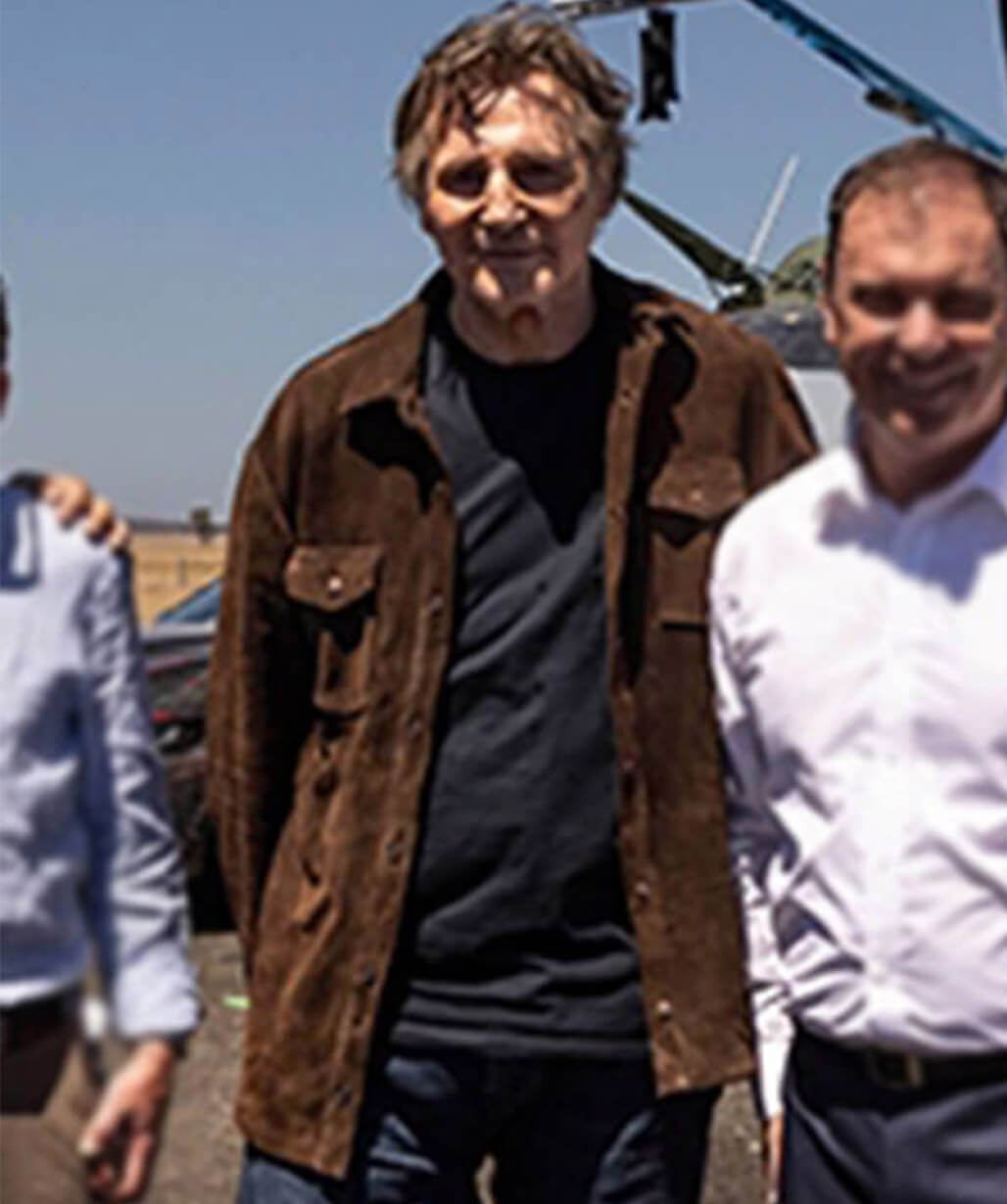 Liam Neeson The Mongoose 2026 Brown Suede Jacket