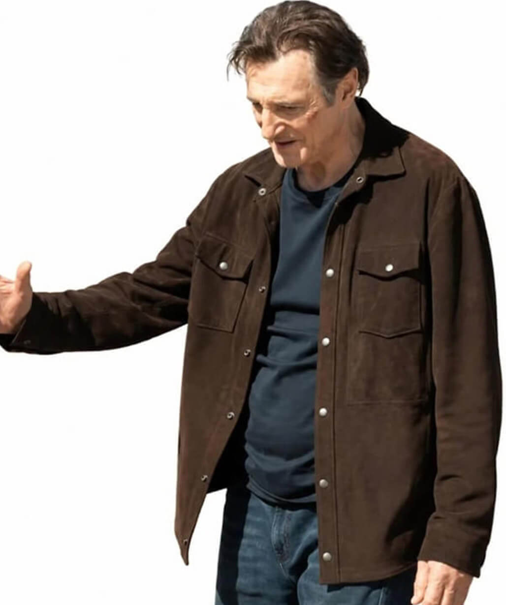 Liam Neeson The Mongoose 2026 Brown Suede Jacket