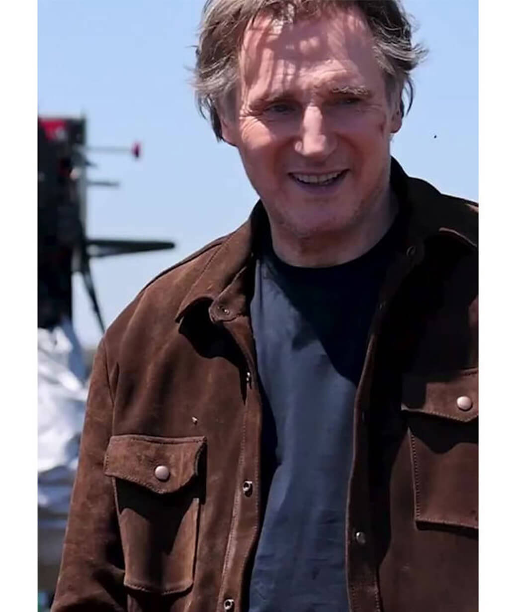 Liam Neeson The Mongoose 2026 Brown Suede Jacket