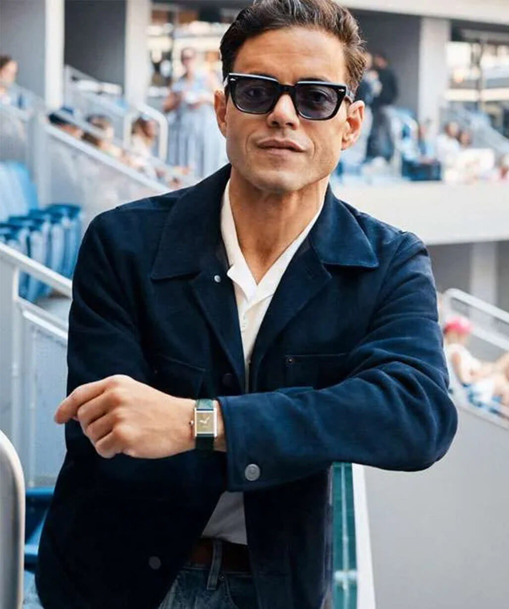 Rami Malek Blue Suede Leather Jacket