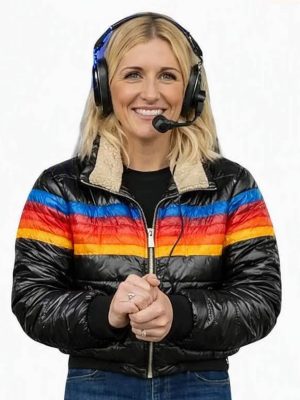Rebecca Lowe Ted Lasso S04 Stripes Puffer Jacket