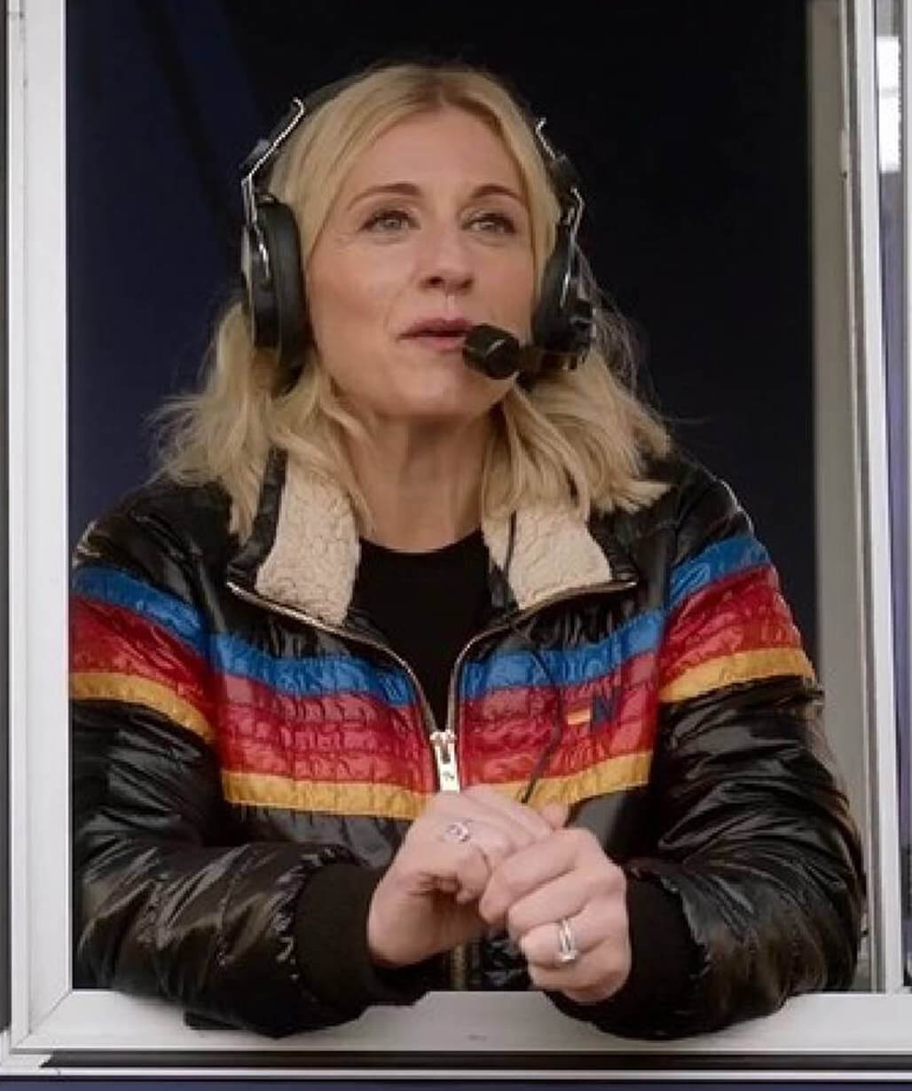 Rebecca Lowe Ted Lasso S04 Stripes Puffer Jacket
