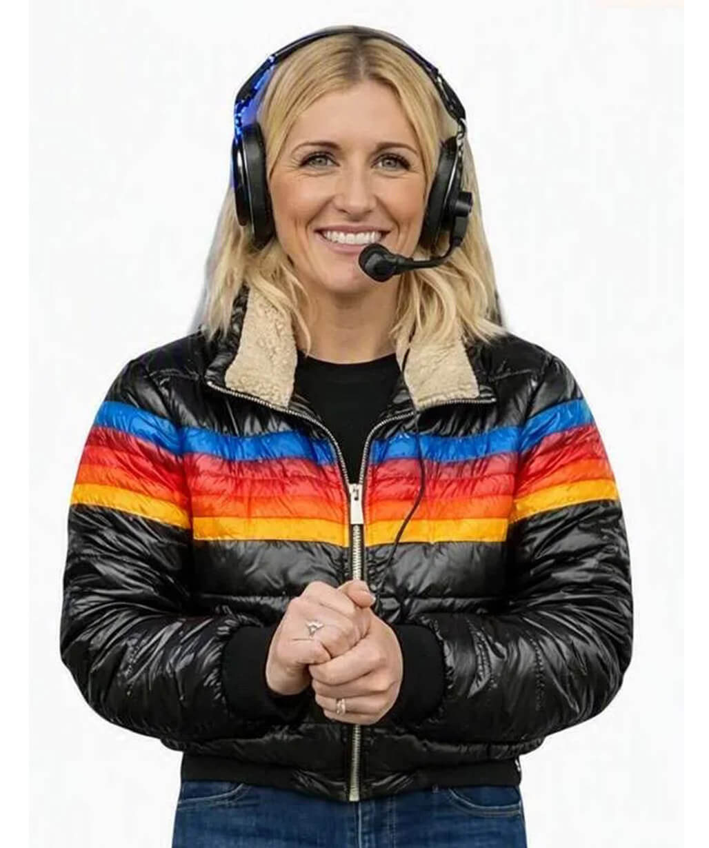 Rebecca Lowe Ted Lasso S04 Stripes Puffer Jacket