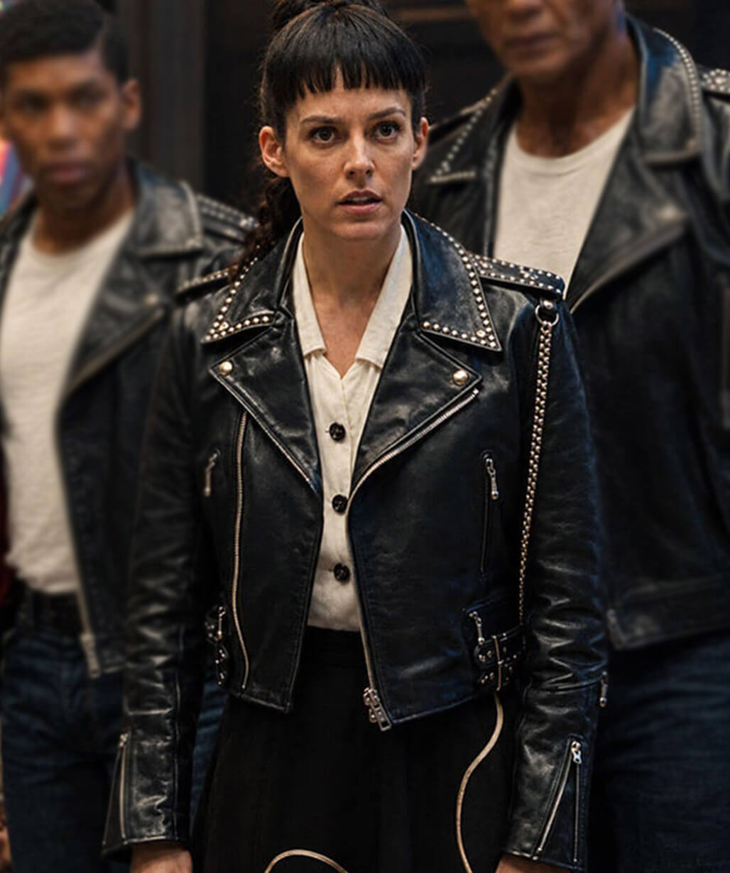 Riley Keough Alpha Gang 2026 Biker Leather Jacket